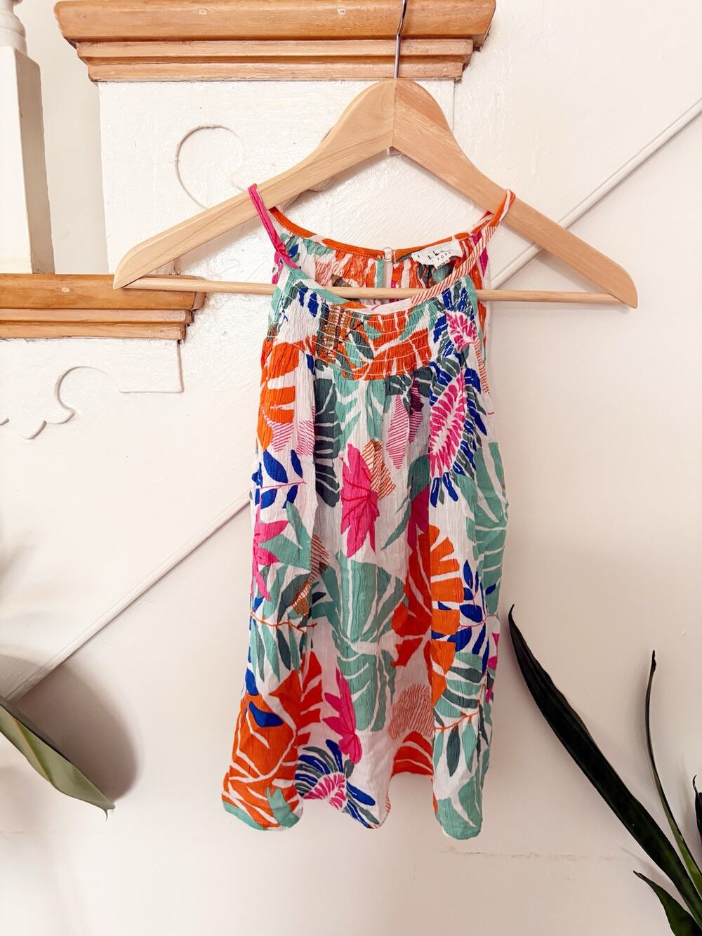 Nicole Miller Multicolor Tropical Floral Halter Blouse Size M